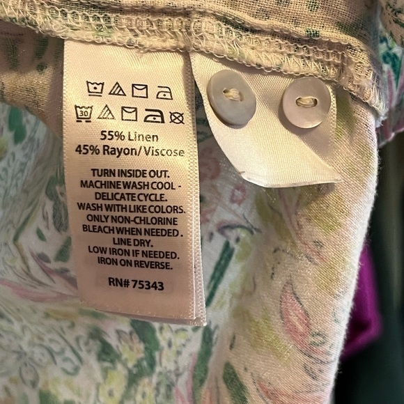 Cynthia Rowley Green and Pink Floral Shirt - Picture 5 of 6